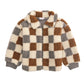 Gray Pink Check Sherpa Jacket
