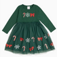 Emerald Candy Cane Sequin Christmas Long Sleeve Tutu Dress