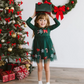 Emerald Candy Cane Sequin Christmas Long Sleeve Tutu Dress
