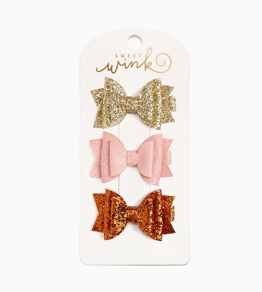 Golden Blush Bow Clip Set