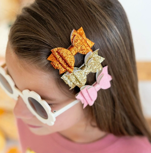 Golden Blush Bow Clip Set