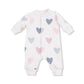 Hearts  french Terry - Baseball Collar Romper