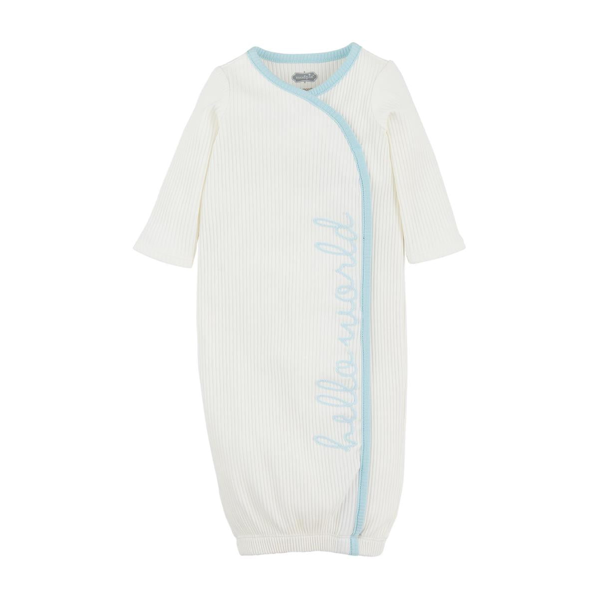 HELLO WORLD BABY GOWN - BLUE