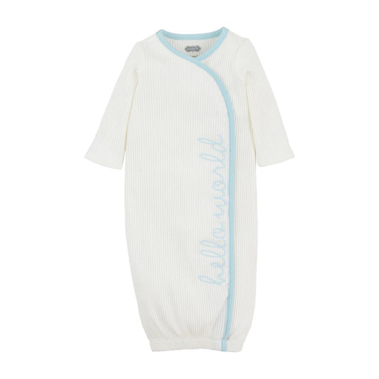 HELLO WORLD BABY GOWN - BLUE