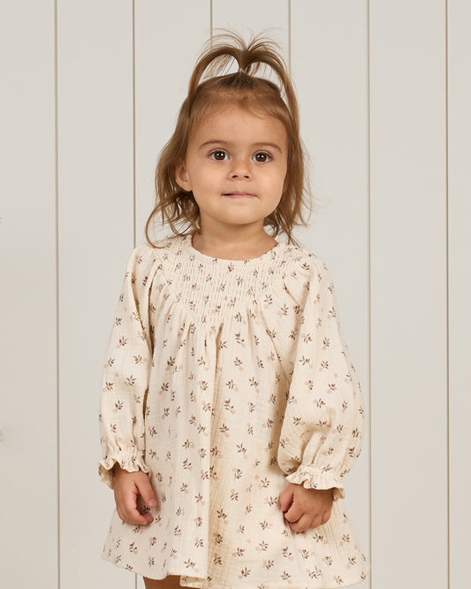 V Smocked Dress || Holly Berry