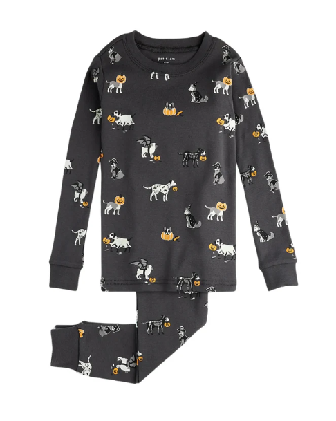 Glow-in-the-Dark Howl-o-ween Two-Piece Pajamas in Asphalt