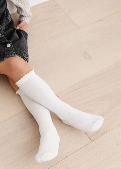 Ivory Lace Top Knee High Socks