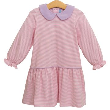 Katherine Dress- Light Pink Stripe/Lavender