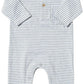 KINGSTON POLO ROMPER - GREY/WHITE STRIPE