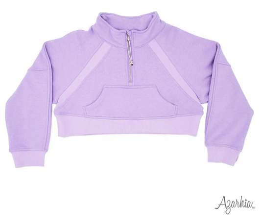 Cropped 1/4 Zip Sweatshirt - Lavender