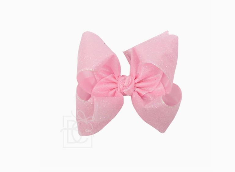 Light Pink Glitter Metallic Bow On Clip