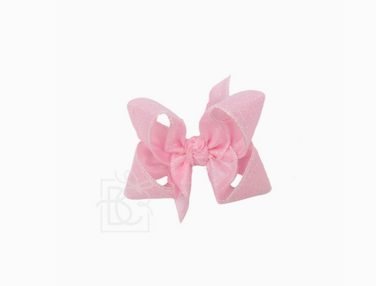 Light Pink Glitter Metallic Bow On Clip