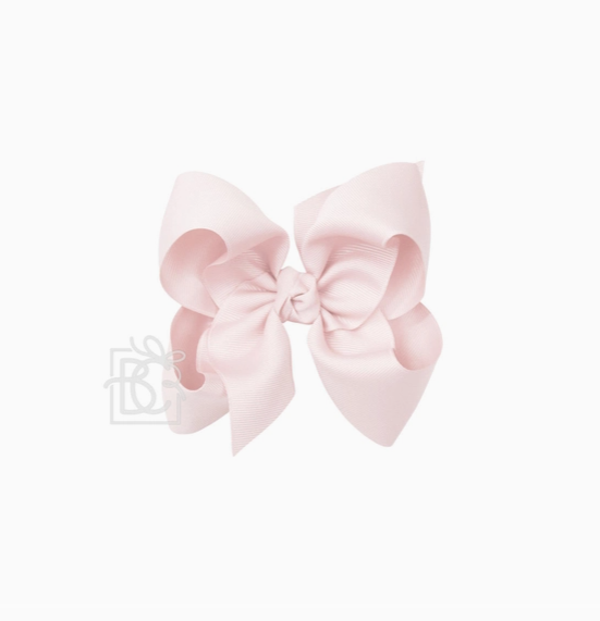5.5" Signature Grosgrain Bow On Clip - Lt Pink