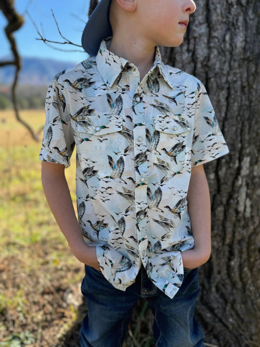 performance pearl snap || mallard sky