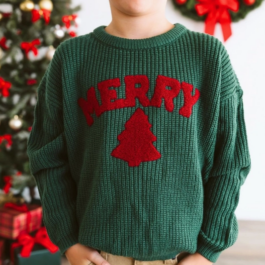 Merry Patch Christmas Knit Sweater