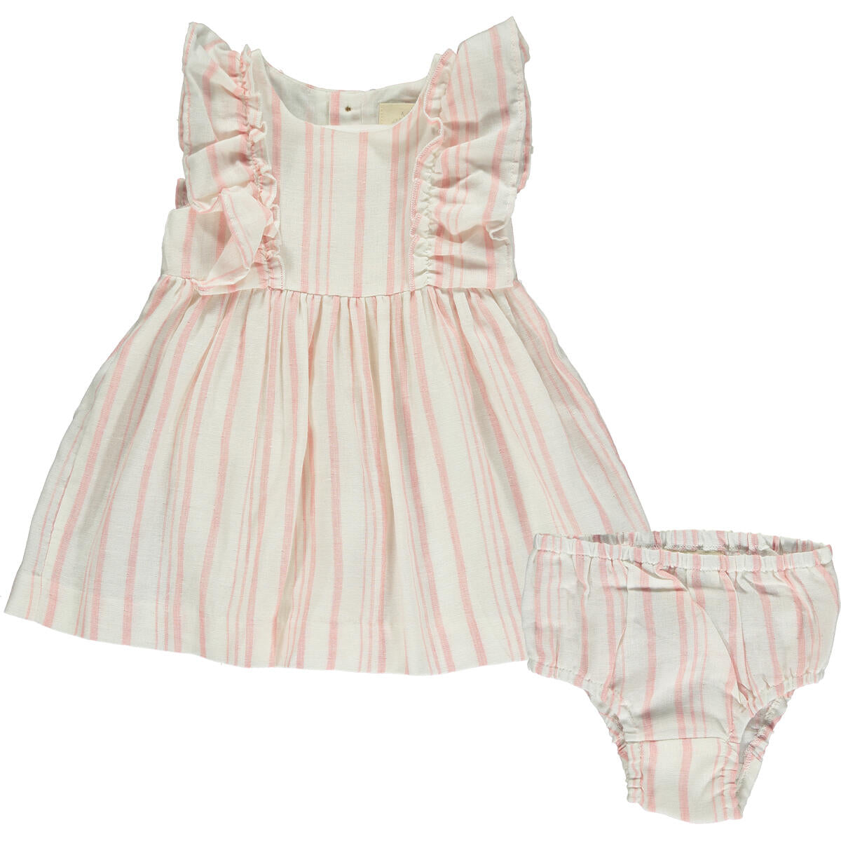 Michelle Ruffle Dress - Pink Stripe