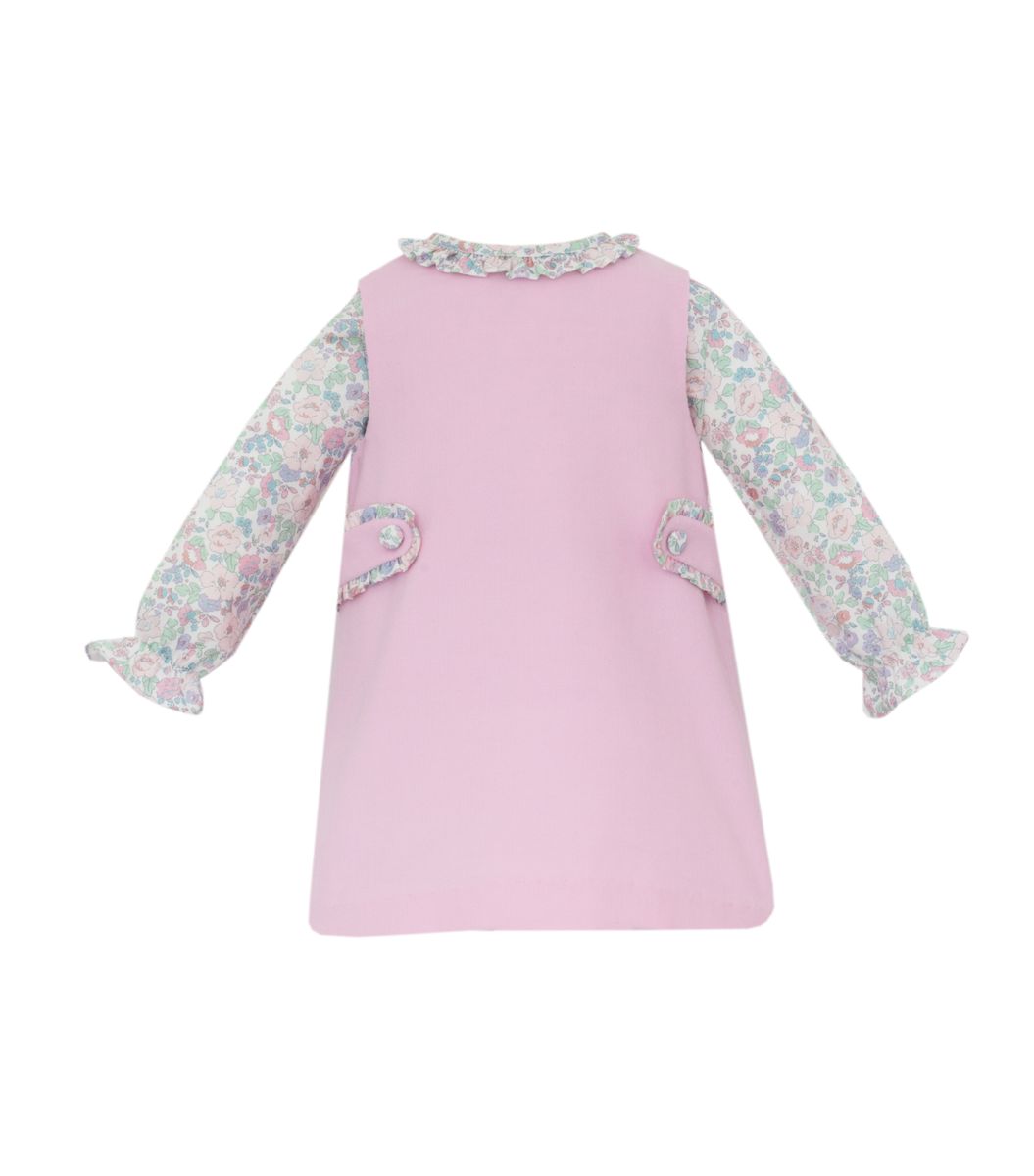 MILA - Pink Corduroy jumper w/ Pink liberty floral blouse