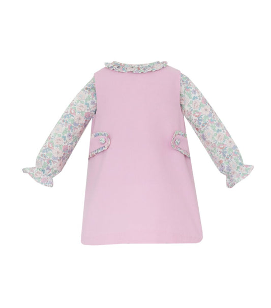 MILA - Pink Corduroy jumper w/ Pink liberty floral blouse