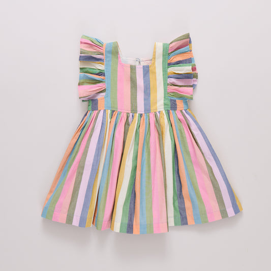 GIRLS ELSIE DRESS - PARADE STRIPE