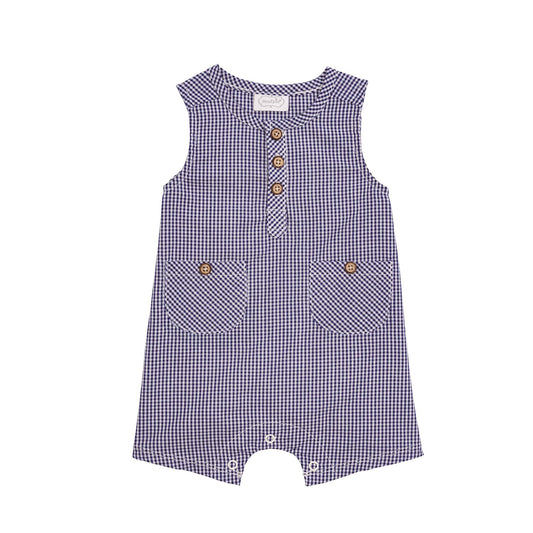 Navy Gingham Romper