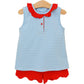 Nora Short Set- Cornflower Stripe/Red
