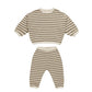 Waffle Slouch Set || Olive Stripe