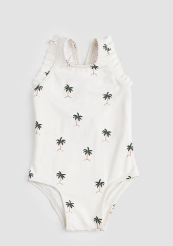 Palm Trees On Crème One-Piece Swimsuit