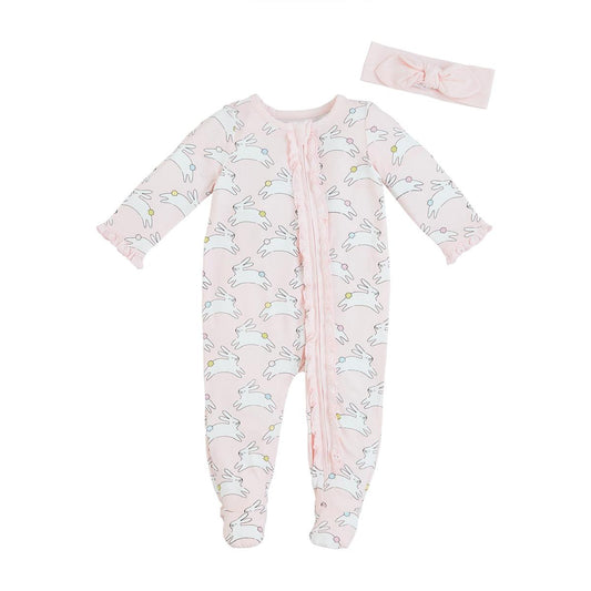 PINK BUNNY SLEEPER & HEADBAND SET