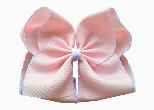 Light Pink Moon Stitch Hair Bow