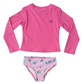 Girls' Reef Rashguard Swim Set in Fuchsia Pink Fuchsia Top and Pink Gingham Turtle Print Bottoms