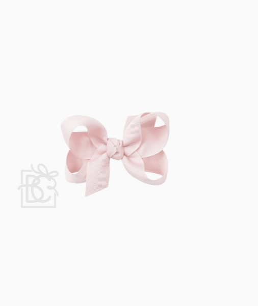 3.5" Signature Grosgrain Bow On Clip - Powder Pink