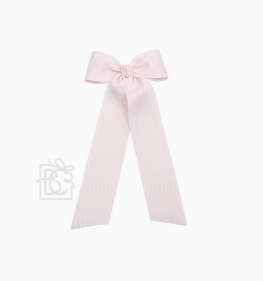 Flat Bow w/ 7" Streamers On Alligator Clip - Powder Pink