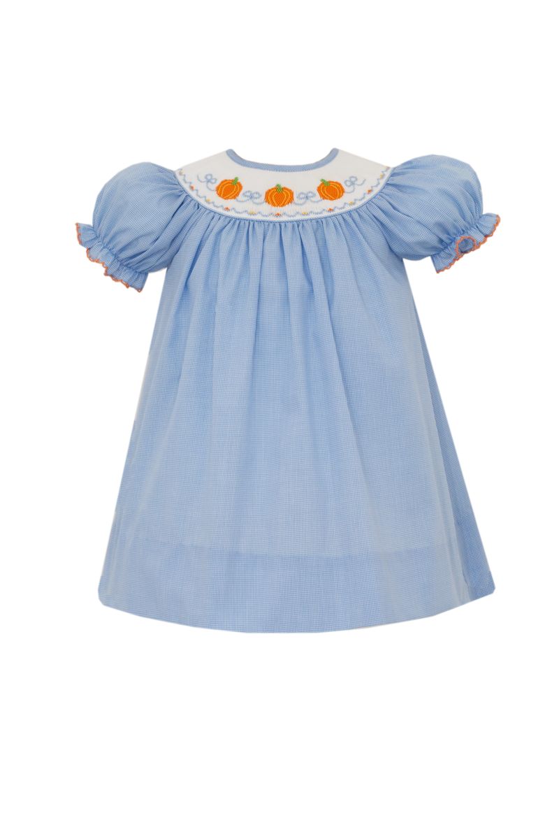 PUMPKINS GIRL´S - Blue microcheck bishop dress
