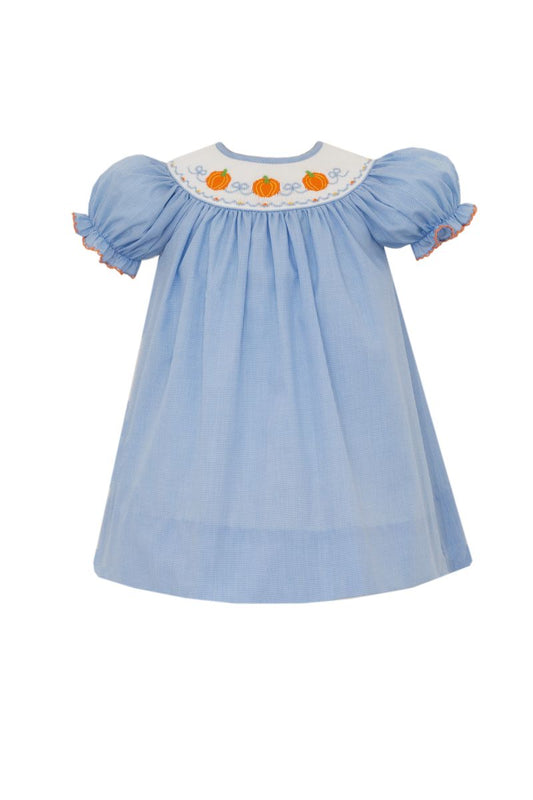 PUMPKINS GIRL´S - Blue microcheck bishop dress