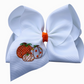 Polka Dot Pumpkin Trio Embroidered Hair Bow - Alligator Clip