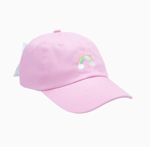 Rainbow Sparkle Bow Baseball Hat