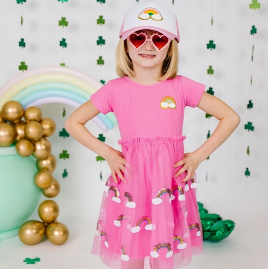 Magical Rainbow Short Sleeve Tutu Dress