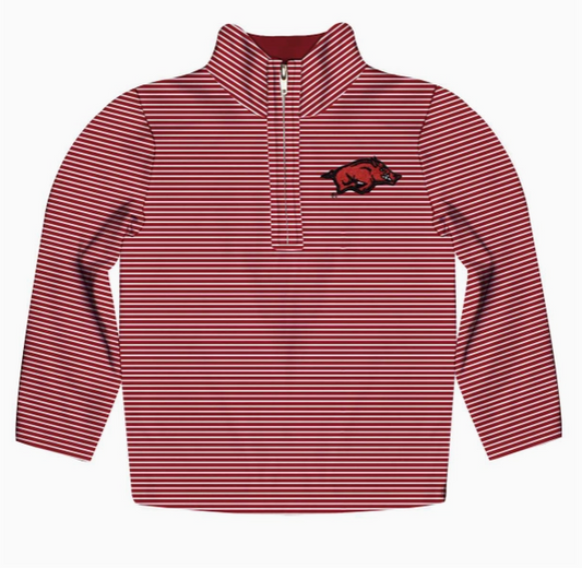 Arkansas Razorbacks Embroidered Stripes Quarter Zip Ralph