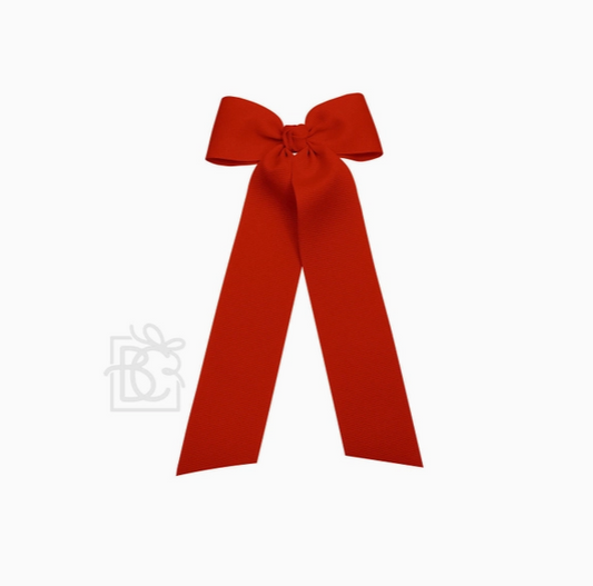 Flat Bow w/ 7" Streamers On Alligator Clip - Red