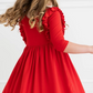 Red 3/4 Ruffle Twirl Dress