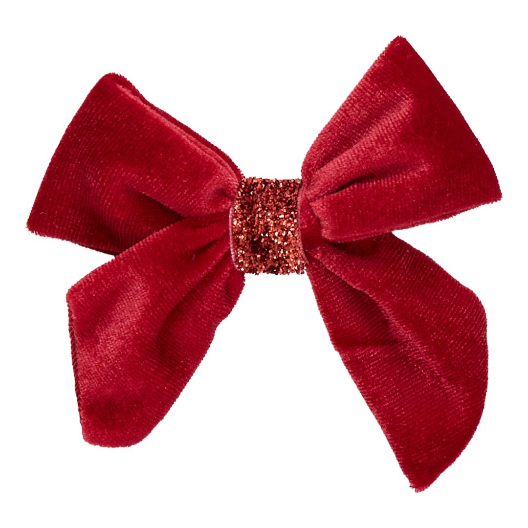 Girls Velour Bow - Red