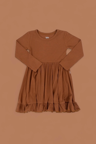 Espresso Long Sleeve Dream Ruffle Dress