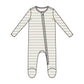 Ribbed Stripe - Desert Sage - 2 Way Zipper Footie