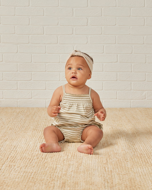 smocked tank + bloomer set || sage stripe