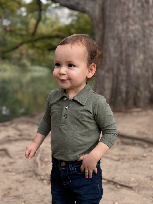 SEYMOUR PIQUE POLO ONESIE - GREEN