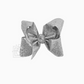 4.5" Glitter Metallic Bow On Clip - Silver