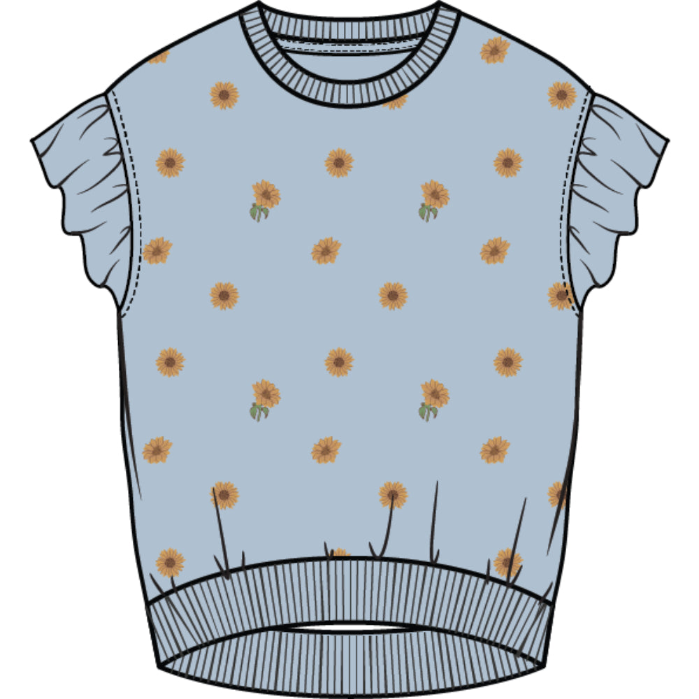 TOP S/S KNIT - SUNFLOWERS