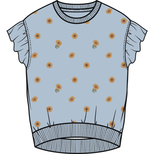 TOP S/S KNIT - SUNFLOWERS