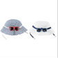 REVERSIBLE HAT AND SUNGLASSES - WHITE OR BLUE STRIPE