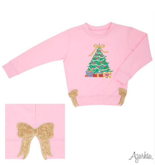 Christmas Tree in Glitter on Pink Holly